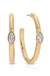 Ettika Earrings Clear Crystal with 18k Gold Plating / One Size Large Marquise Crystal Hoops