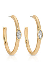 Ettika Earrings Large Marquise Crystal Hoops