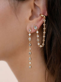 Ettika Earrings Clear Crystal with 18k Gold Plating / One Size Crystal Rainfall Earrings