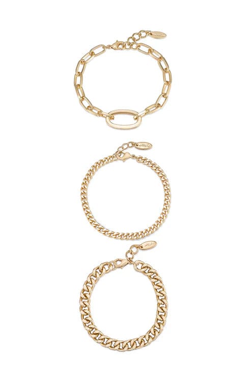 Ettika Jewelry Chain Game 18k Gold Plated Bracelet Set of 3