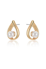 Ettika Earrings Pearl / One Size Golden Teardrop and Pearl 18k Gold Plated Earrings