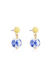 Ettika Earrings Yellow Resin / One Size Indigo Floral 18k Gold Plated Drop Earrings