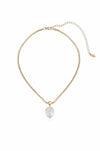 Ettika Necklaces Pearl / One Size Baroque Pearl Pendant 18k Gold Plated Snake Chain Necklace