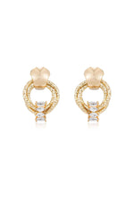 Ettika Earrings Clear Crystals / One Size Mini Barrel 18k Gold Plated Crystal Earrings