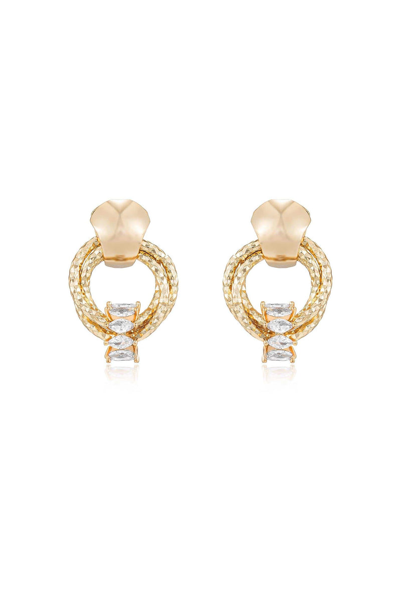 Ettika Earrings Clear Crystals / One Size Mini Barrel 18k Gold Plated Crystal Earrings