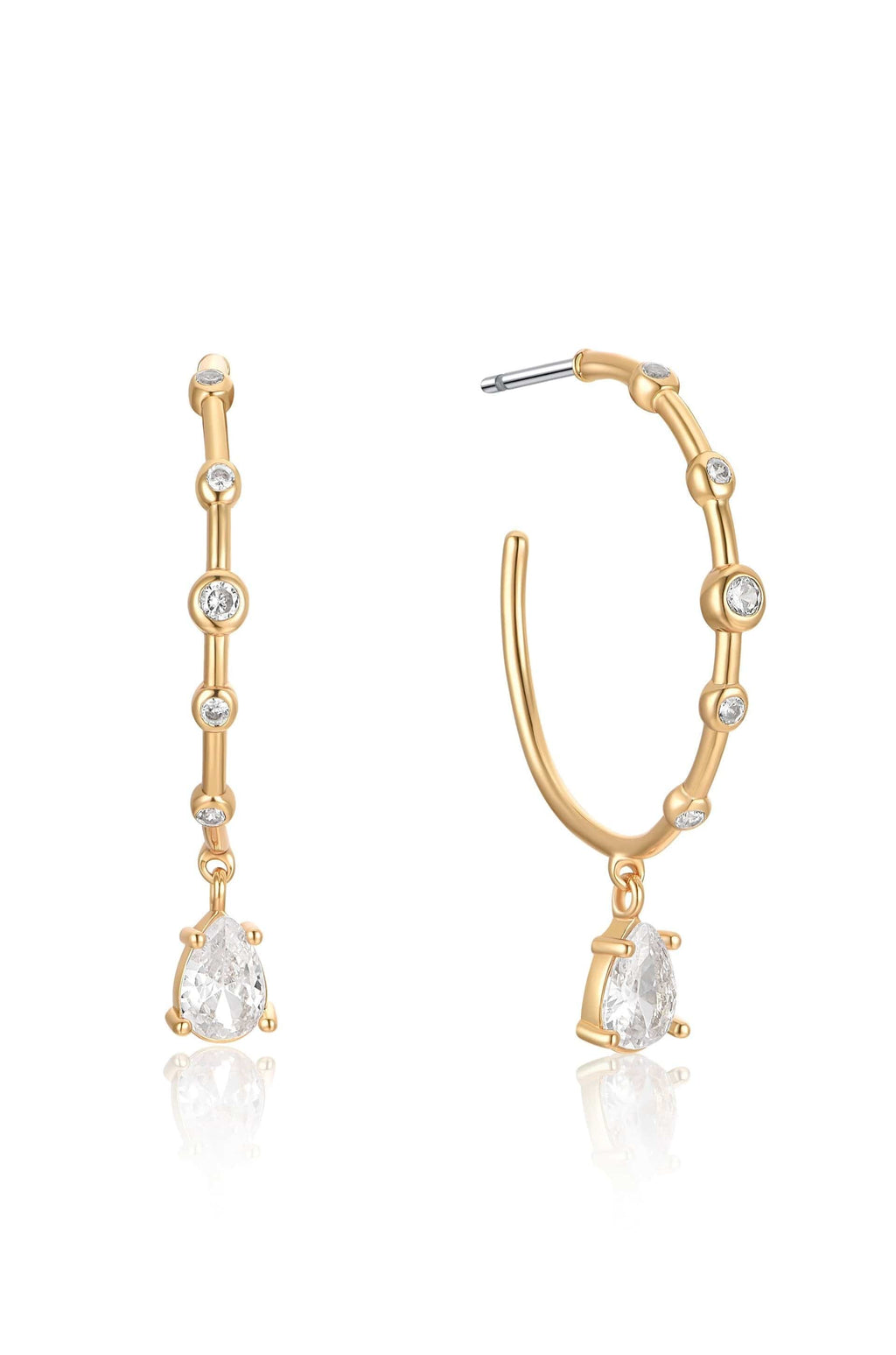 Ettika Earrings Clear Crystals / One Size Delicate Crystal Charm 18k Gold Plated Hoop Earrings