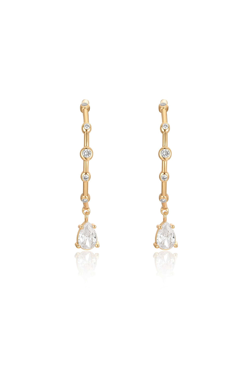 Ettika Earrings Clear Crystals / One Size Delicate Crystal Charm 18k Gold Plated Hoop Earrings