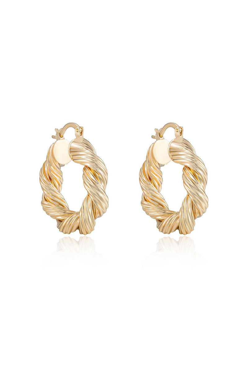 Ettika Earrings 18k Gold Plated / One Size Modern Day 18k Gold Plated Twist Hoops