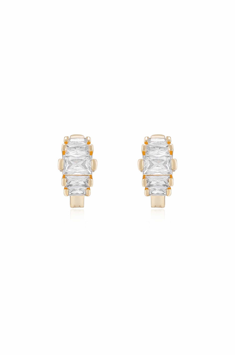 Ettika Earrings Clear Crystals / One Size Diamond Shine 18k Gold Plated Mini Hoop Earrings