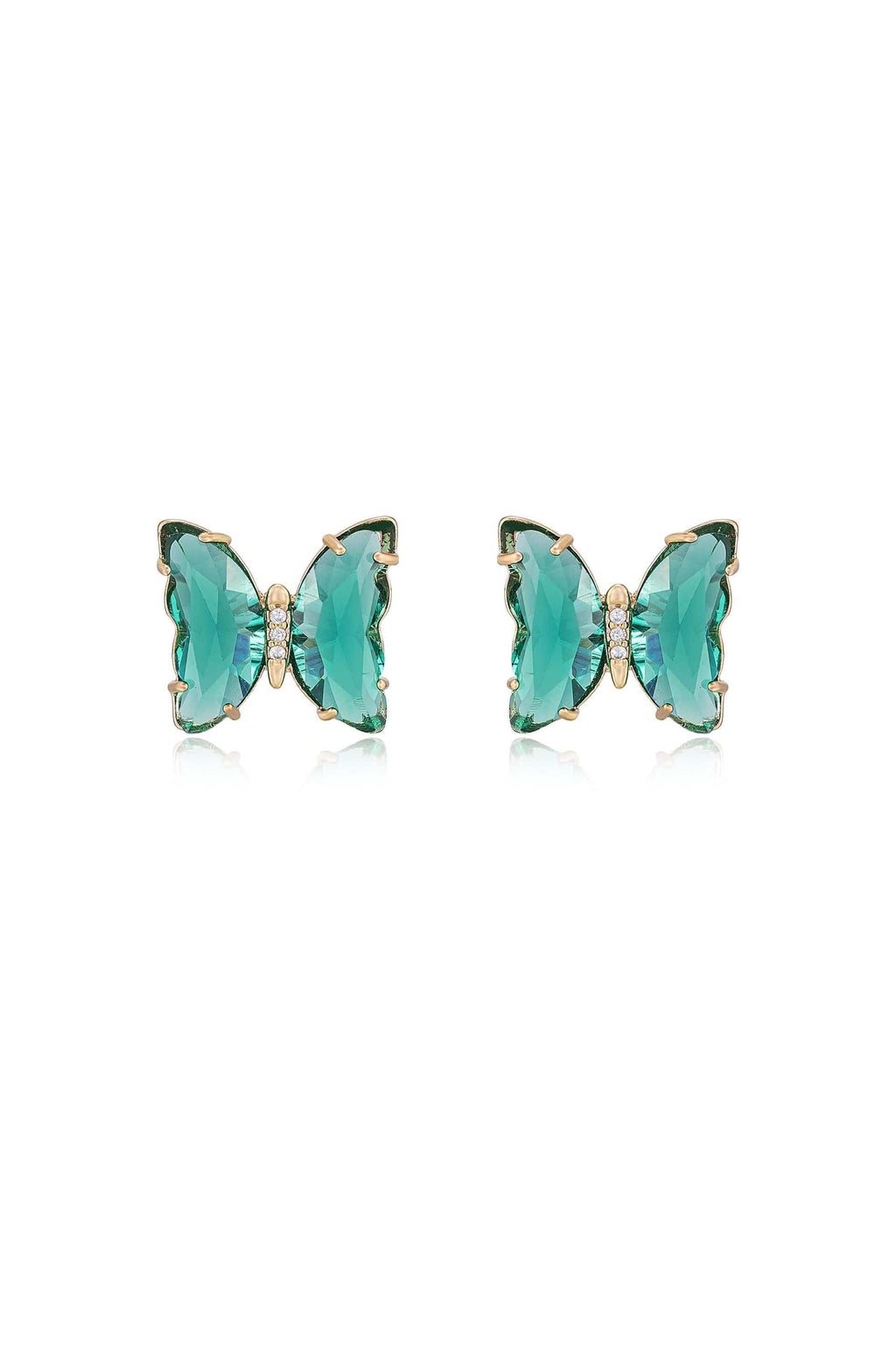 Ettika Earrings Green Crystals / One Size Flutter Away Crystal 18k Gold Plated Earrings