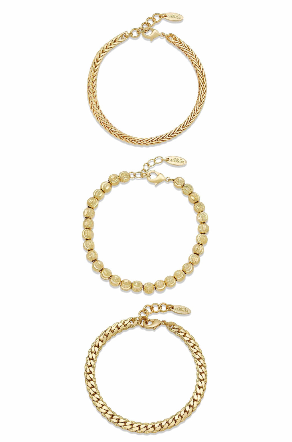 Ettika Bracelets 18k Gold Plated / One Size Classical 18k Gold Plated Trio Bracelet Set