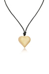 Ettika Necklaces Black Leather / One Size 18k Gold Plated Heart Pendant Adjustable Cord Necklace