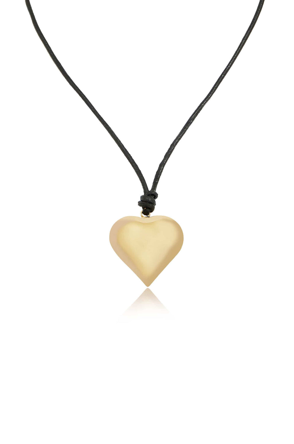 Ettika Necklaces Black Leather / One Size 18k Gold Plated Heart Pendant Adjustable Cord Necklace