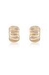 Ettika Earrings Clear Crystals / One Size Bezel Crystal Crescent 18k Gold Plated Huggie Hoops