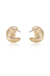 Ettika Earrings Clear Crystals / One Size Bezel Crystal Crescent 18k Gold Plated Huggie Hoops