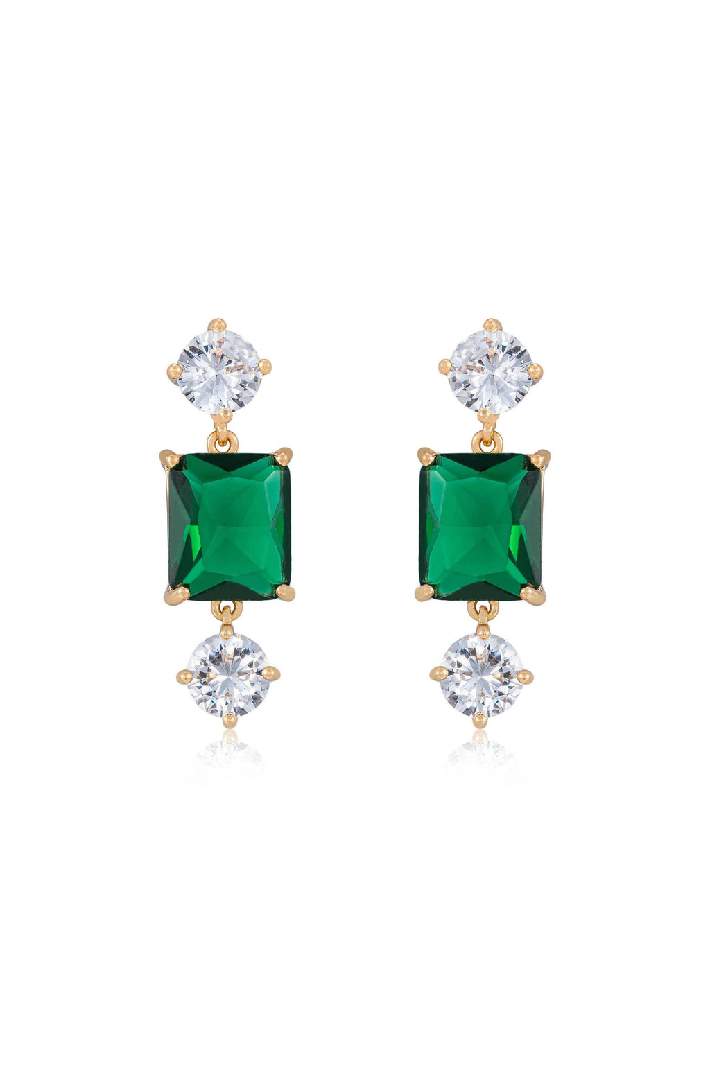 Ettika Earrings 18k Gold Plated / One Size Emerald Beauty 18k Gold Plated Dangle Earrings