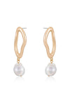 Ettika Earrings Pearl / One Size Open Circle 18k Gold Plated and Freshwater Pearl Dangle Earrings
