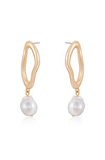 Ettika Earrings Pearl / One Size Open Circle 18k Gold Plated and Freshwater Pearl Dangle Earrings