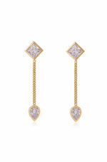 Ettika Earrings Clear Crystals / One Size Bezel Crystal Shapes 18k Gold Plated Drop Earrings