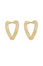 Eiluj Beauty Mini Crystal Cluster Heart  18K Gold Plated Hoop Earrings