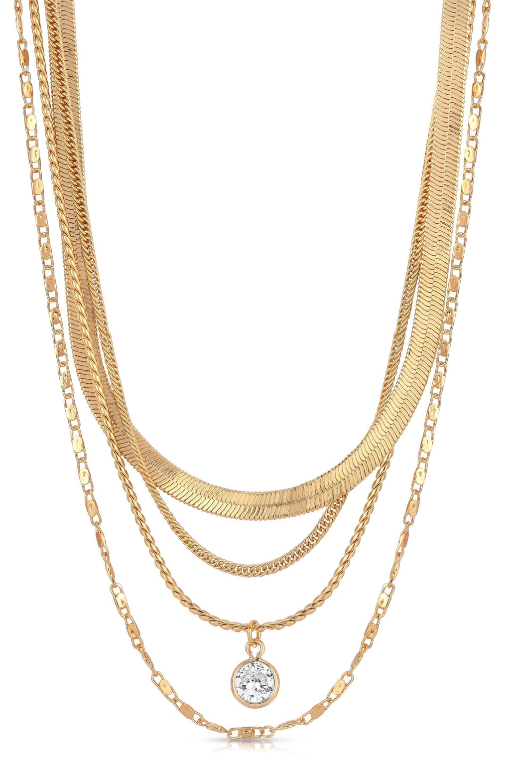 Ettika Necklaces Clear Crystals with 18k Gold Plating / One Size All the Chains 18k Gold Plated Layered Necklace