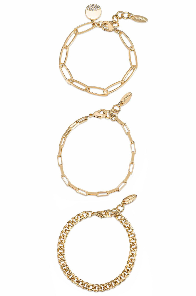 Ettika Bracelets 18k Gold Plated / One Size The Power of Three 18k Gold Plated Bracelet Set