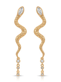 Ettika Earrings Clear Crystal with 18k Gold Plating / One Size Serpentina Earrings