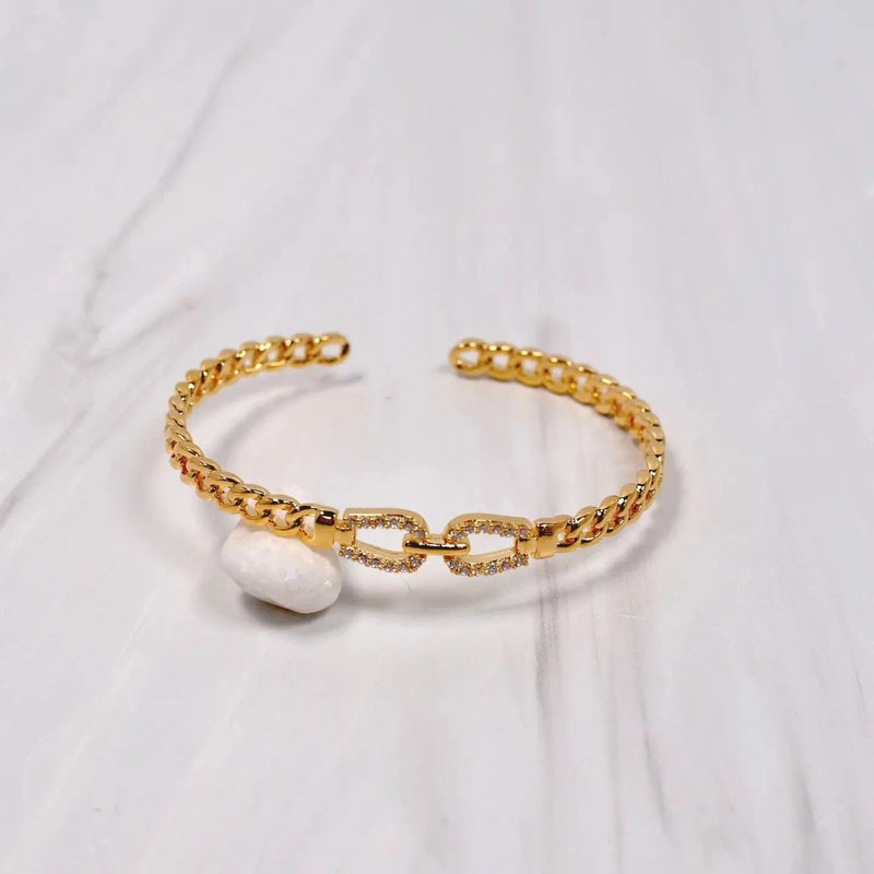 Caroline Hill Necklace Corraville Link Bracelet with Czs Gold