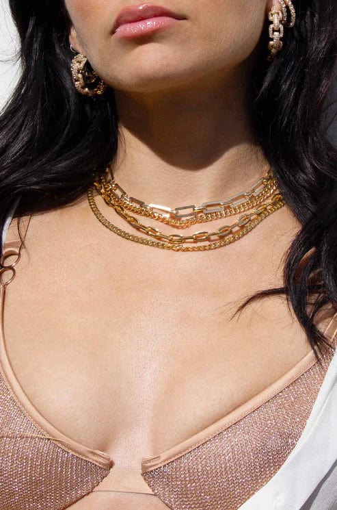 Ettika Necklace Golden Flat Rectangle Chain Necklace