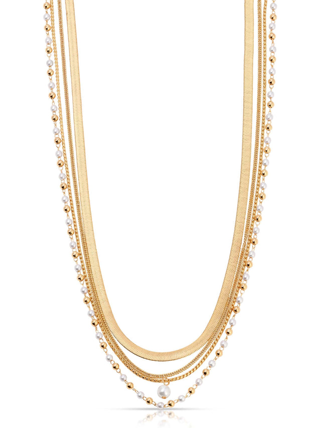 Ettika Necklaces Pearl with 18k Gold Plating / One Size All the Chains Pearl Layered Necklace