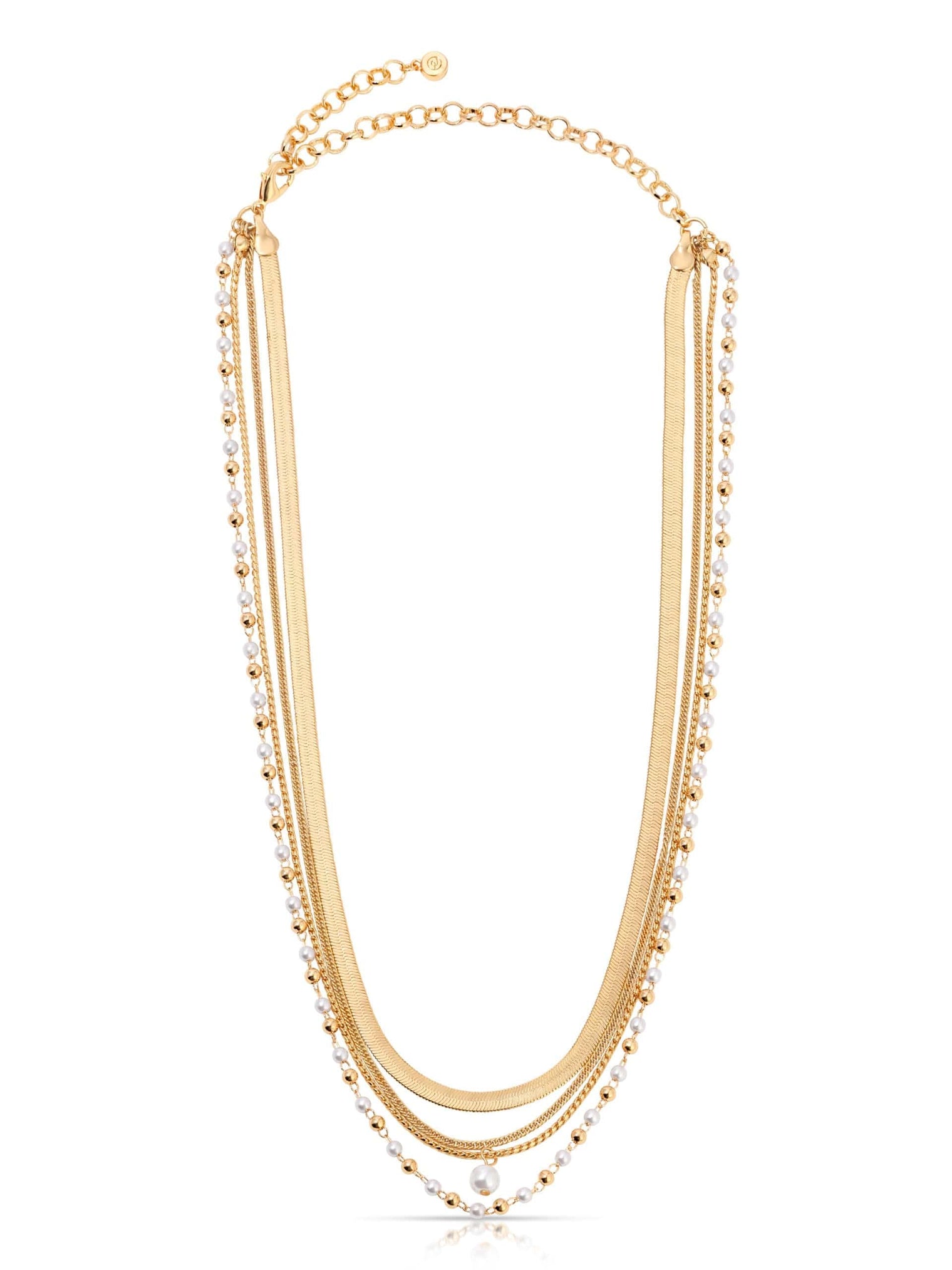 Ettika Necklaces Pearl with 18k Gold Plating / One Size All the Chains Pearl Layered Necklace