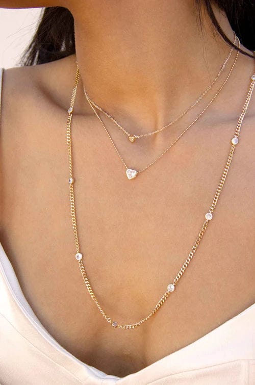 Ettika Necklace Simple Kind of Life Dainty 18k Gold Plated Chain & Crystal Layered Necklace Set