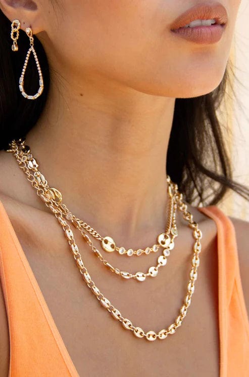 Eiluj Beauty West Coast Sunset 18k Gold Plated Chain Necklace Set