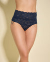 Never Say Never High Waisted Thong - Navy Blue