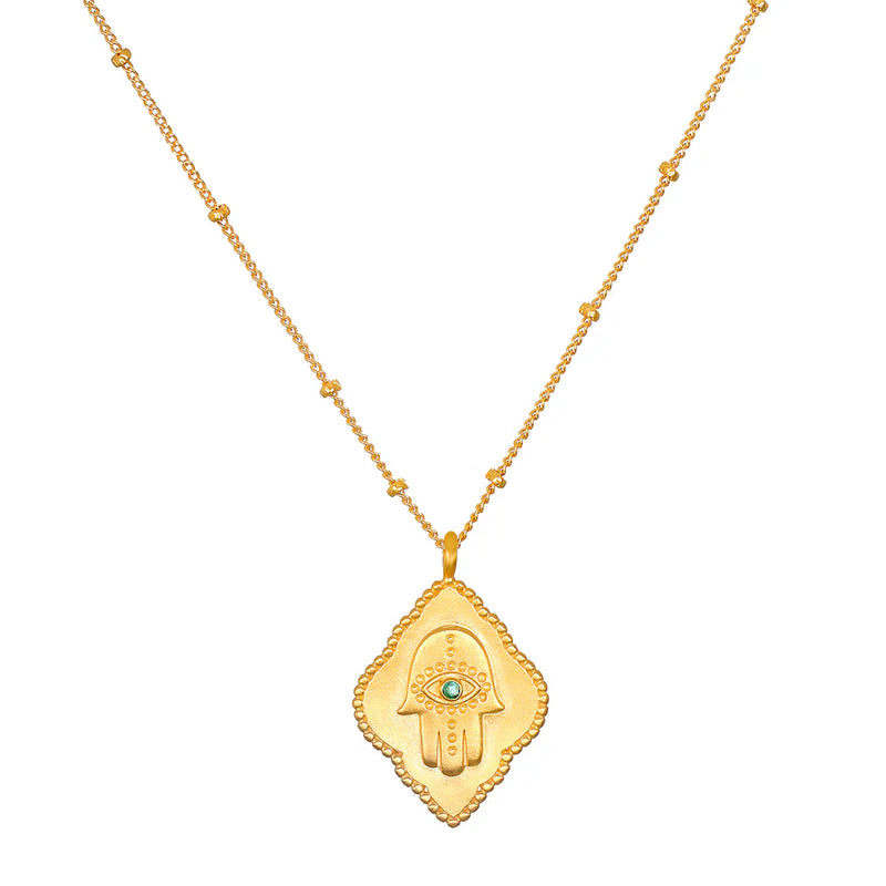 Cradled in Protection Gold Hamsa Necklace