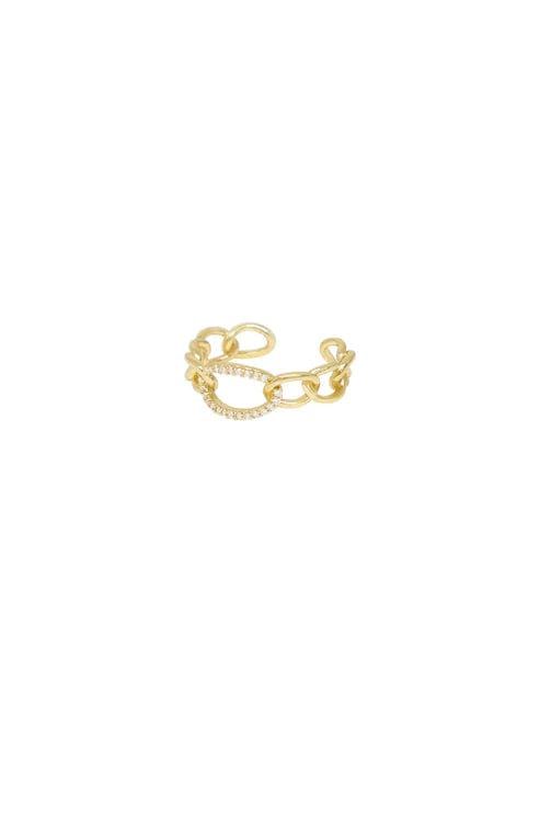 Ring Ring Destiny Crystal & 18k Gold Plated Circle Chain Link Ring