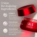 SK-II Skinpower Advanced Cream with ingredients listed on a gray background