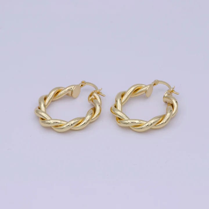 Eiluj Accessories Jewelry Gold Twisted Hoop Earrings