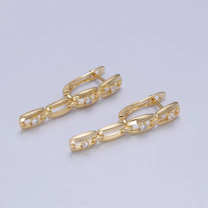 Eiluj Accessories Jewelry Gold Filled Cable Anchor Chain Link English Lock Earring