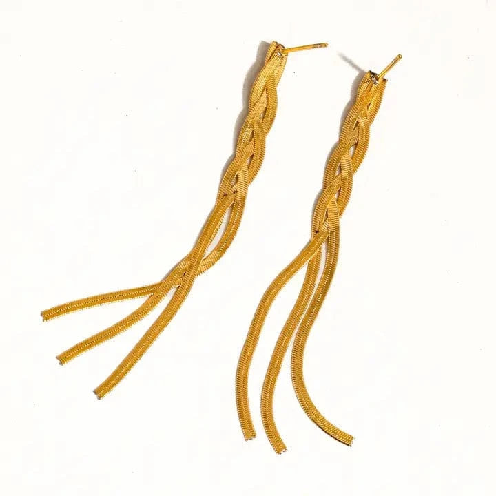 Flânerie by MAIQ Earrings Zed 18K Gold Non-Tarnish Braided Tassel Earring