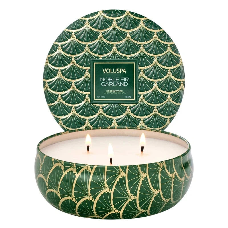 Noble Fir Garland 3-Wick Tin Candle