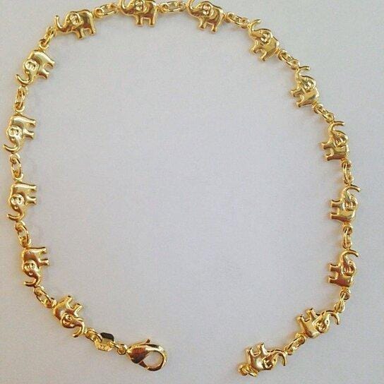 RM Gold Bracelet 18k Gold Plated Elephant Bracelet Yellow 6''