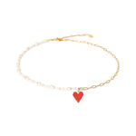Mishky Necklaces Red Pearly Heartsy Necklace