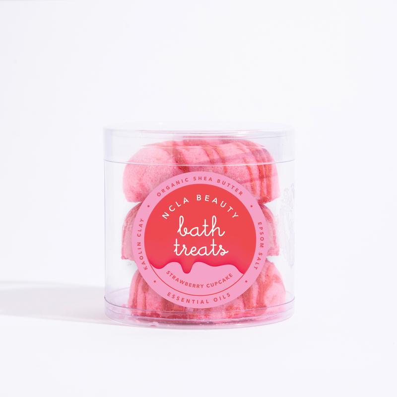 NCLA Beauty Bath Bomb Strawberry Cupcake 3 Pc Bath Bomb Set