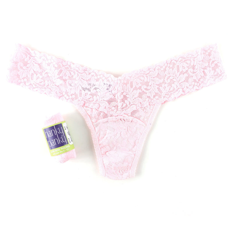Hanky Panky Thong Bliss Pink Rolled Signature Lace Low Rise Thong