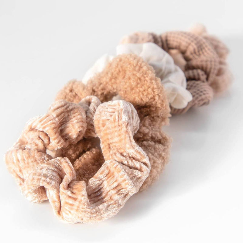 Kitsch Scrunchies Assorted Textured Scrunchies 5pc - Sand