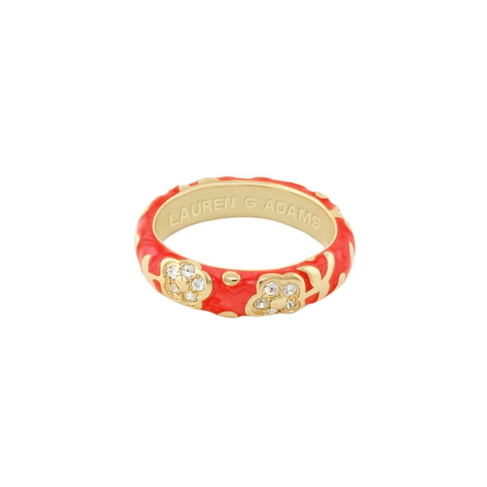 Lauren G Adams Rings 6 / Red and Gold w/ Crystal Flowers by Orly Stackable Ring