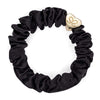 by Eloise LONDON Hair Band Silk Black Scrunchie with Gold Heart Hairband with Charm