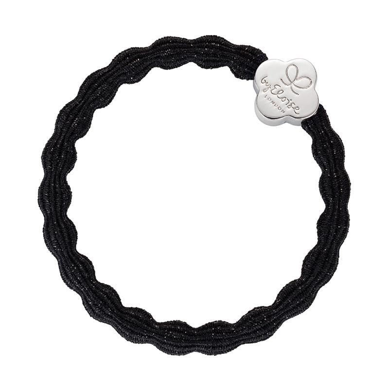 by Eloise LONDON Hair Band Metallic Black with Silver Quatrefoil Hairband with Charm