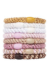 L. Erickson Hair Ties Cotton Candy Grab & Go Ponytail Holders - Set of Eight